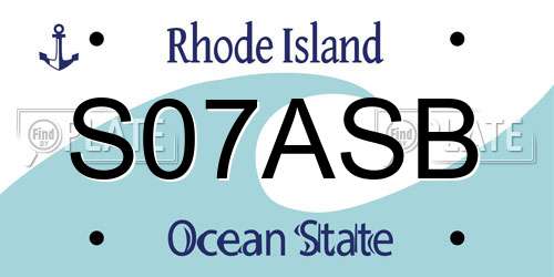 S07ASB Rhode Island License Plate