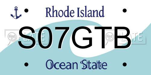 S07GTB Rhode Island License Plate
