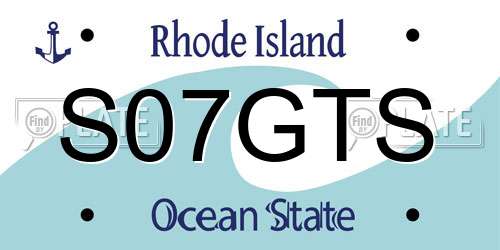 S07GTS Rhode Island License Plate