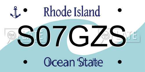 S07GZS Rhode Island License Plate