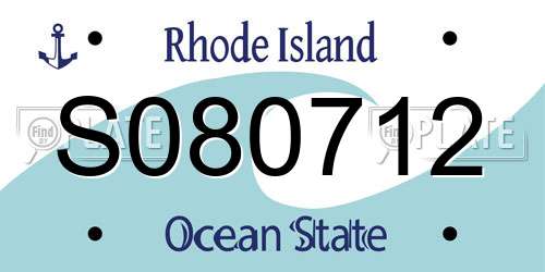 S080712 Rhode Island License Plate