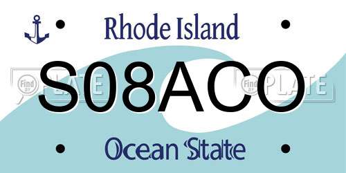 S08ACO Rhode Island License Plate