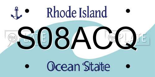 S08ACQ Rhode Island License Plate
