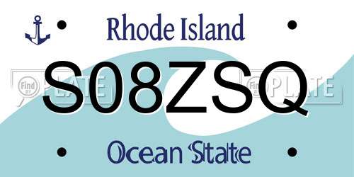 S08ZSQ Rhode Island License Plate