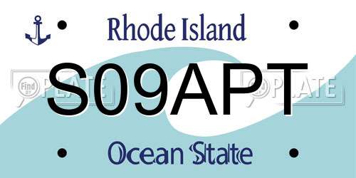 S09APT Rhode Island License Plate