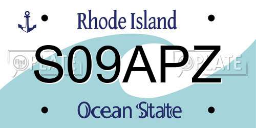 S09APZ Rhode Island License Plate