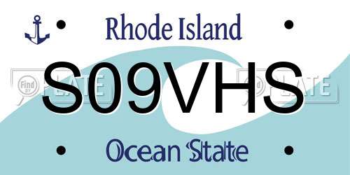 S09VHS Rhode Island License Plate