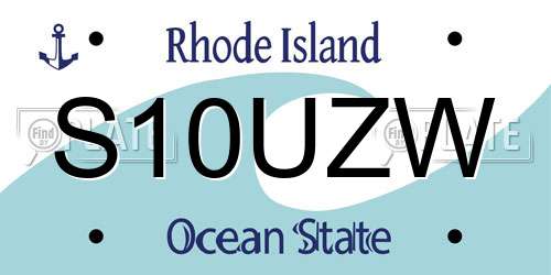 S10UZW Rhode Island License Plate