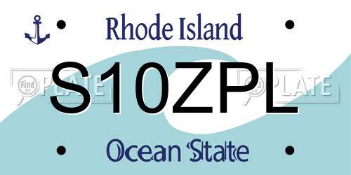 S10ZPL Rhode Island License Plate