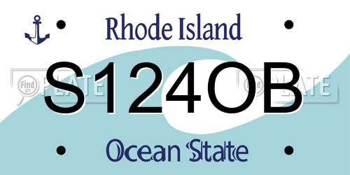 S124OB Rhode Island License Plate