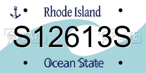 S12613S Rhode Island License Plate