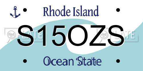 S15OZS Rhode Island License Plate