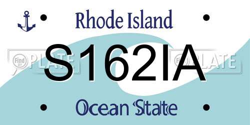 S162IA Rhode Island License Plate