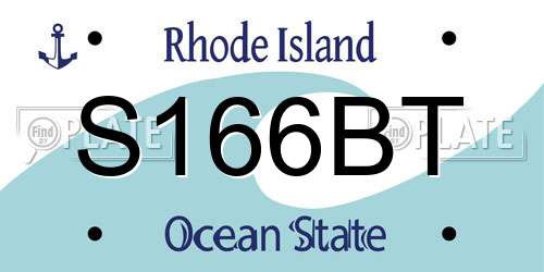 S166BT Rhode Island License Plate