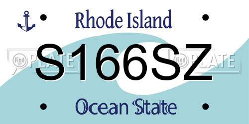 S166SZ Rhode Island License Plate