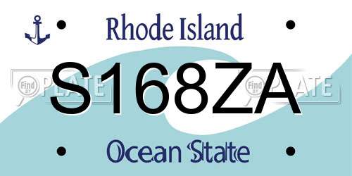 S168ZA Rhode Island License Plate