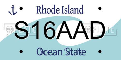 S16AAD Rhode Island License Plate
