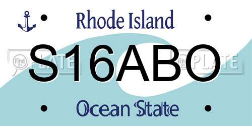 S16ABO Rhode Island License Plate