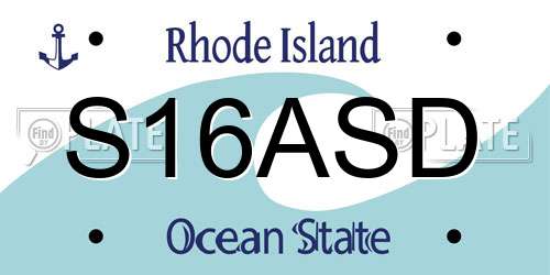 S16ASD Rhode Island License Plate