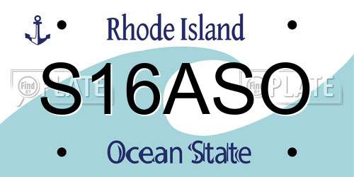 S16ASO Rhode Island License Plate