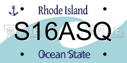 S16ASQ Rhode Island License Plate