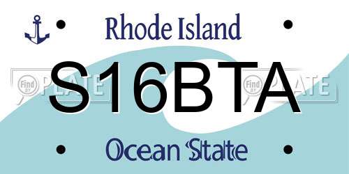 S16BTA Rhode Island License Plate