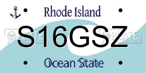 S16GSZ Rhode Island License Plate