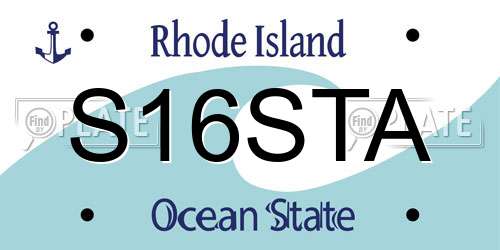 S16STA Rhode Island License Plate