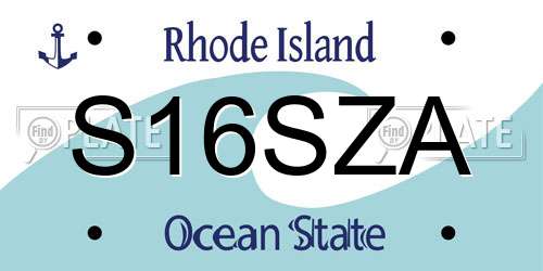 S16SZA Rhode Island License Plate