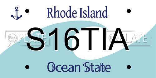 S16TIA Rhode Island License Plate