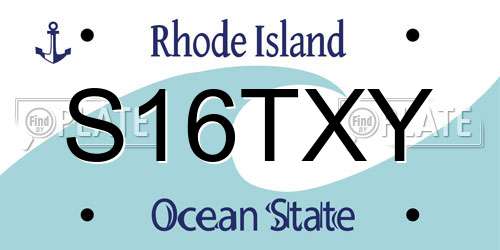 S16TXY Rhode Island License Plate