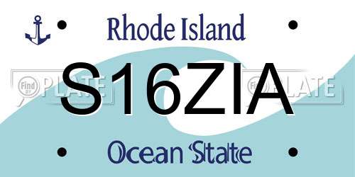 S16ZIA Rhode Island License Plate