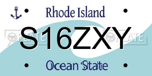 S16ZXY Rhode Island License Plate