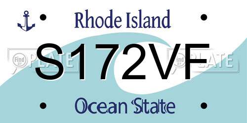S172VF Rhode Island License Plate