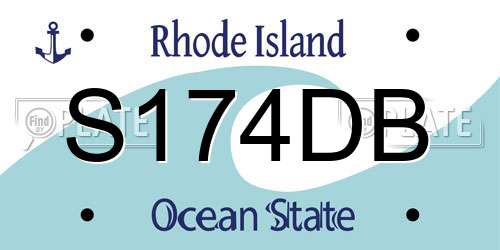 S174DB Rhode Island License Plate