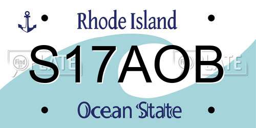 S17AOB Rhode Island License Plate