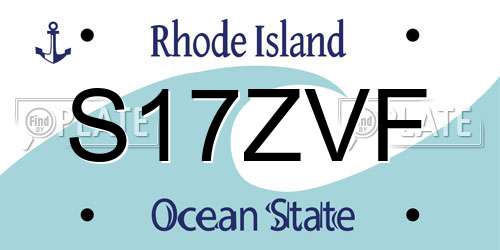 S17ZVF Rhode Island License Plate