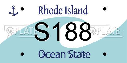 S188 Rhode Island License Plate