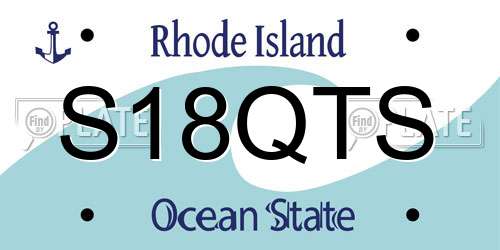 S18QTS Rhode Island License Plate