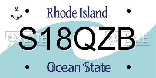 S18QZB Rhode Island License Plate