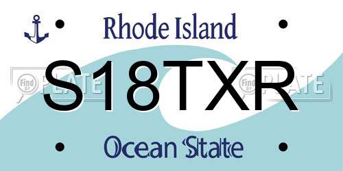 S18TXR Rhode Island License Plate