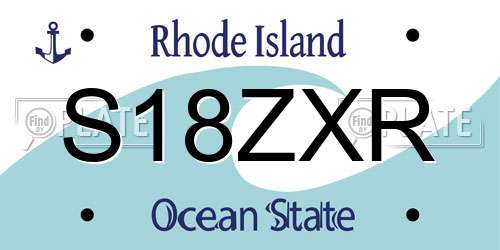 S18ZXR Rhode Island License Plate
