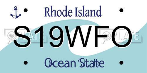 S19WFO Rhode Island License Plate