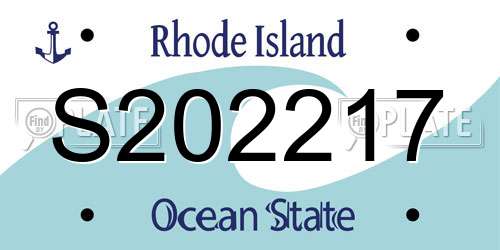S202217 Rhode Island License Plate