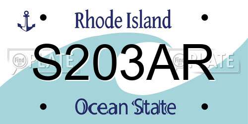 S203AR Rhode Island License Plate