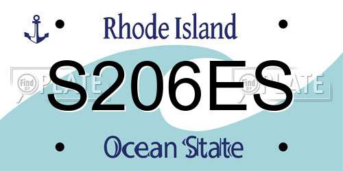 S206ES Rhode Island License Plate