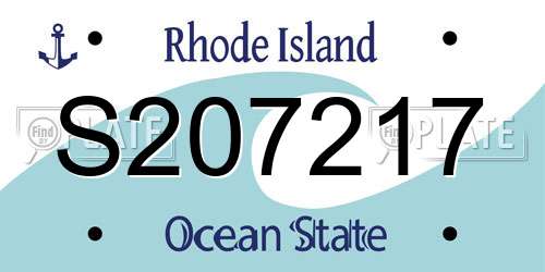 S207217 Rhode Island License Plate
