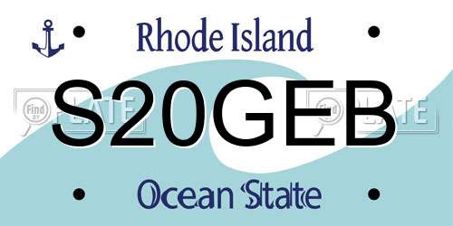 S20GEB Rhode Island License Plate