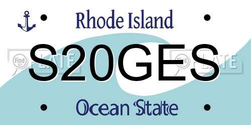 S20GES Rhode Island License Plate