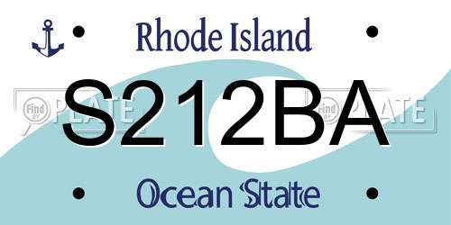 S212BA Rhode Island License Plate